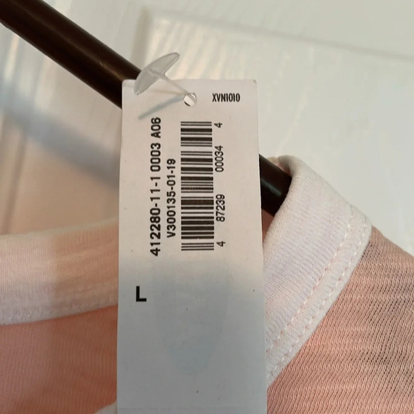 NWT Old Navy Sz L tshirt. Peachy pink with “All Smiles” on front. White detail. - Picture 5 of 5